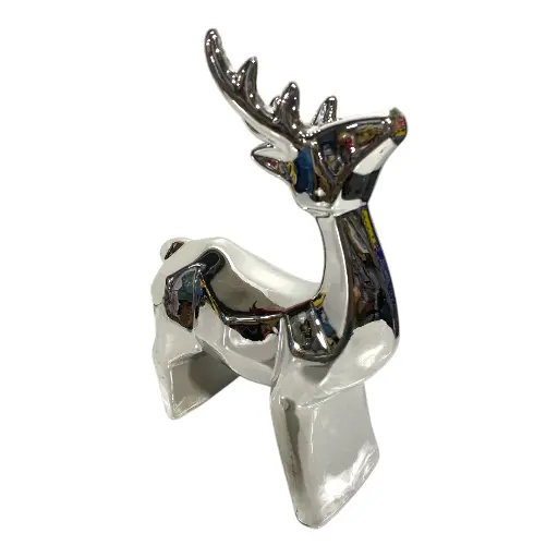 [2025057505665P] RENO PLATEADO PORCELANA 12X5X16CM