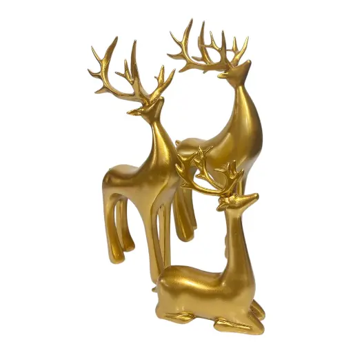 [CS24829] RENOS DORADOS SETX3 PZS. POLIRESINA 11X4X16CM, 12X5X28CM, 14X6X30CM