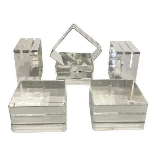 [6981606504069] SERVILLETERO METALICO PLATEADO CROMADO SET X 6 PZS.  