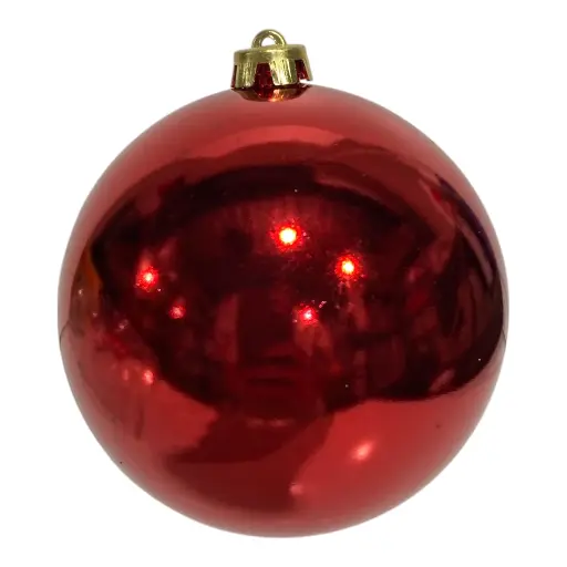 [6933125035500] Esfera navideña roja brillante, 15cm.