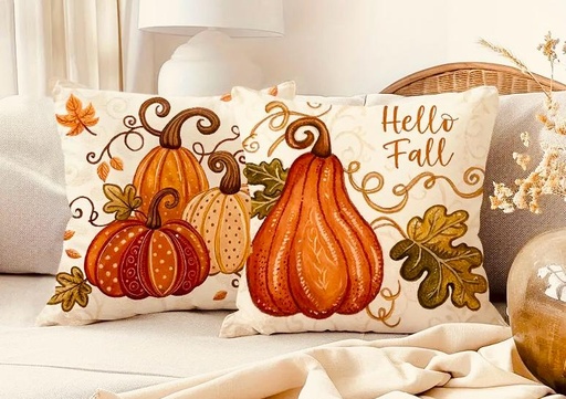 [795843] FORRO DE COJIN CALABAZA PIEL DE DURAZNO 45X45CM