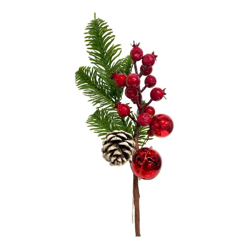 [6920240420991] RAMA FRUTOS ROJOS CASCABEL/PIÑA 25CM