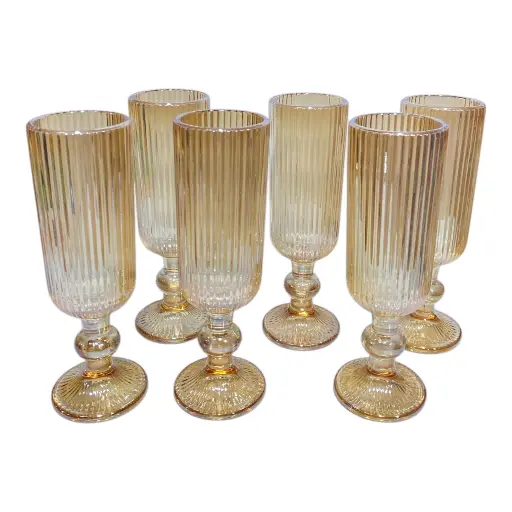 [2025057506877] SET DE COPAS 6PCS. CRISTAL AMBAR