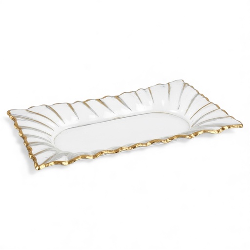 [6907895245049] BANDEJA DE VIDRIO FILOS DORADOS 35X23X3CM