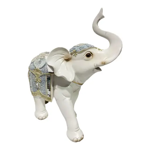 [4545450001695] ELEFANTE POLIRESINA CELESTE/BLANCO 28X14X30CM