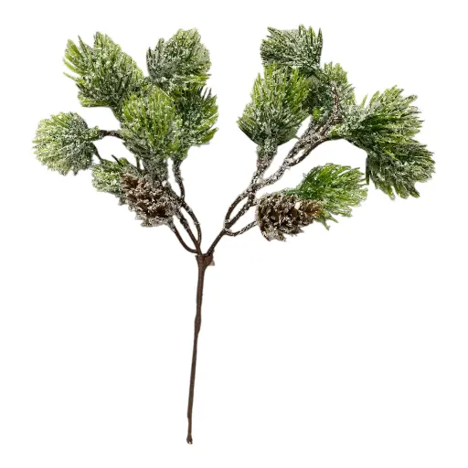 [1702335020140] RAMA NAVIDEÑA CIPRES NEVADA C/BELLOTA 20X20CM