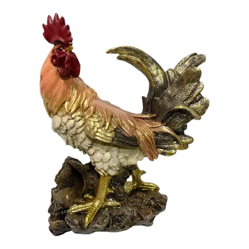 [CS8020537] GALLO POLIRESINA DORADO 22X9X28CM