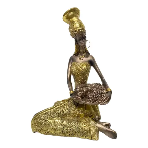 [4545450001610] AFRICANA DECOR DORADA POLIRESINA 14X11X21CM