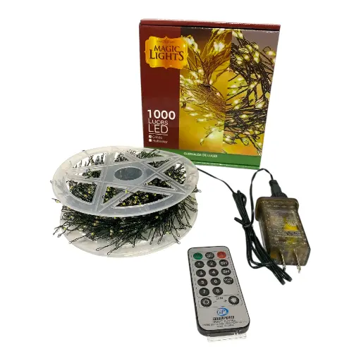 [296374] LUZ LED 30M X 1000L MICRO LED CALIDA CABLE VERDE CONTROL REMOTO EN ROLLO REF:ES24045