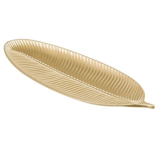 [S50414] BANDEJA DE MADERA DORADA 40X14.5CM