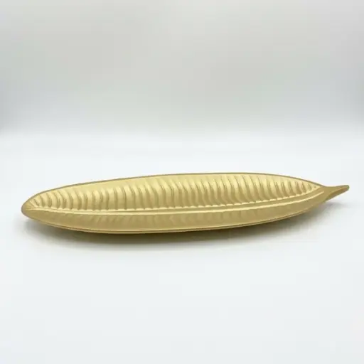[S50414] BANDEJA DE MADERA DORADA 40X14.5CM
