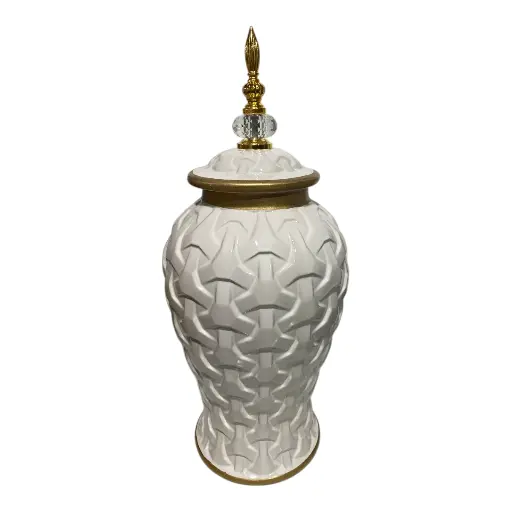 [CS23175] TIBOR BLANCO/DORADO DE PORCELANA 18X45CM 