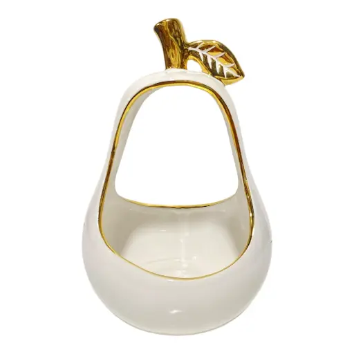 [CS25018] PERA DE PORCELANA BLANCA/DORADO 16X17X26CM