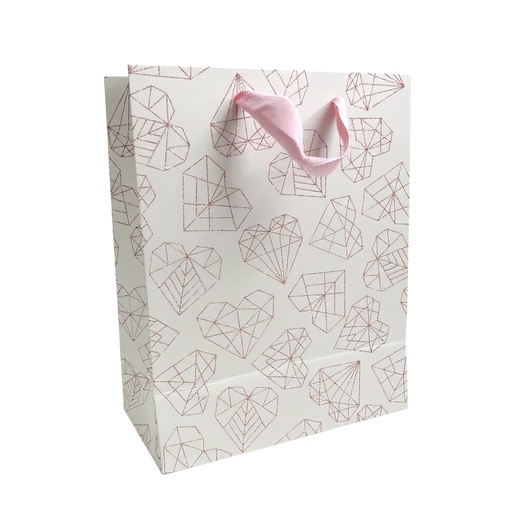 [6926582158370] FUNDA DE REGALO CORAZON GEOMETRICO 18X23CM