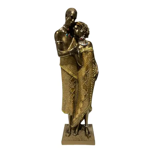 [CS8180196] PAREJA AFRICANA POLIRESINA 11X8X37CM