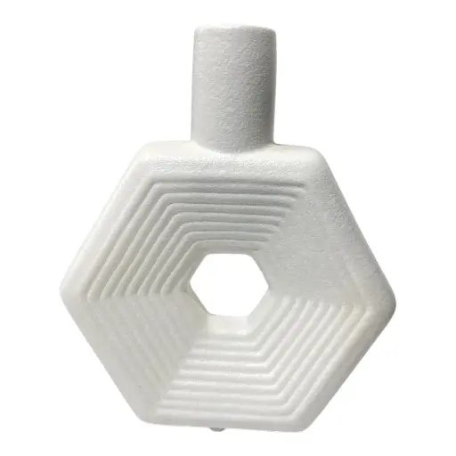 [S50839] FLORERO DE CERAMICA BLANCO 17X5X20CM