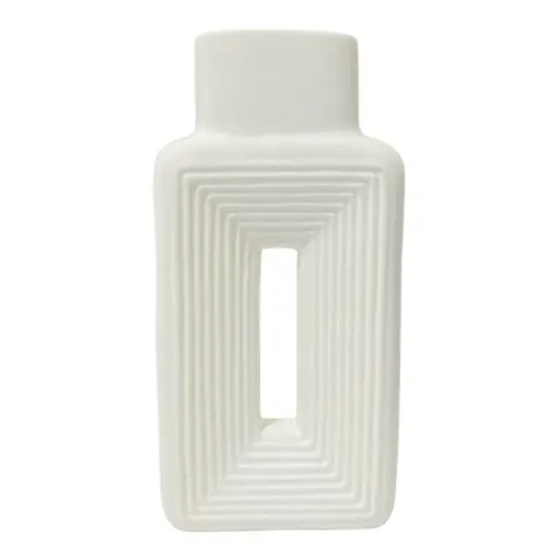 [S50836] FLORERO DE CERAMICA BLANCO 12X5X24CM