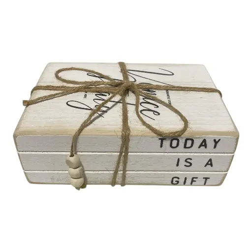 [S50861] LIBRO DECORATIVO DE MADERA VINTAGE 21X15X8CM