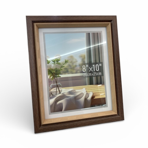 [2025081500162] PORTARETRATO MADERA DOBLE BORDE CAFÉ BEIGE 20X25CM 8X10" DIM:24X29CM YY9365-4