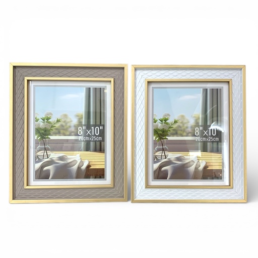 [2025081500100] PORTARETRATO MADERA ROMBOS BORDE DORADO 20X25CM 8X10" DIM:26X31CM YY9364-4