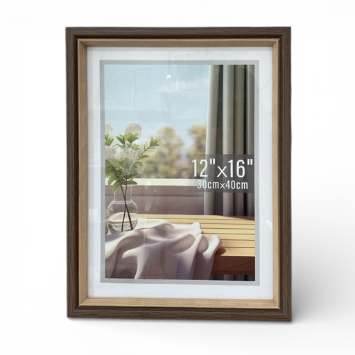 [2025081500186] PORTARETRATO MADERA DOBLE BORDE CAFÉ BEIGE 30X40CM 12X16" DIM:34X44CM YY9365-6