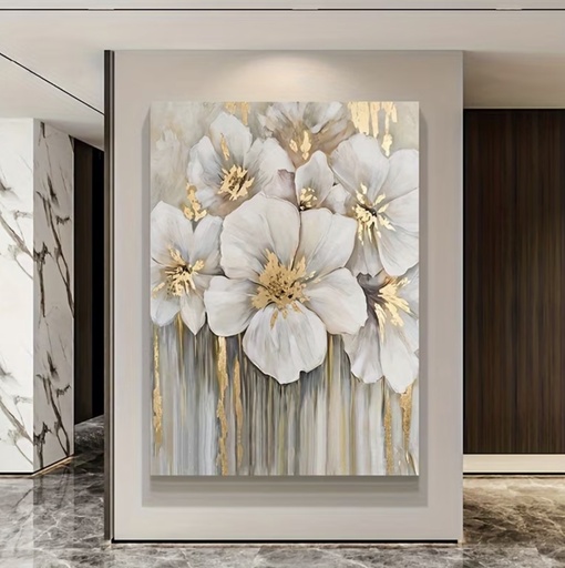 [KQ2725551] CUADRO CANVAS FLORES BLANCAS 80X120CM