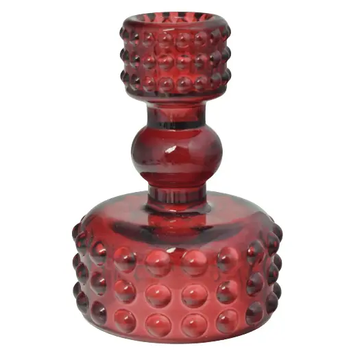 [356377] Candelabro de vidrio rojo, 7x10cm, REF:HM1187 