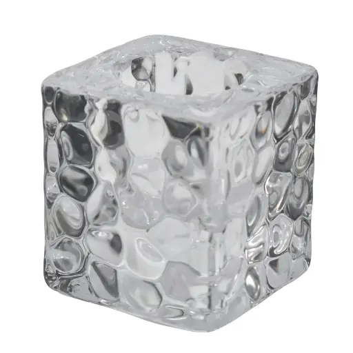[959473] CANDELABRO DE VIDRIO CUBO HIELO REF:ES27906 4X4X4CM