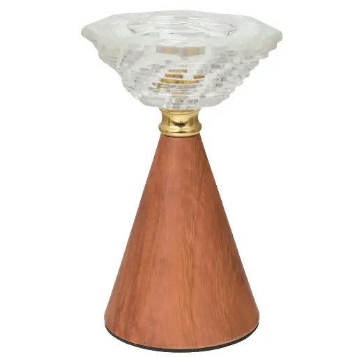 [215988] CANDELABRO VIDRIO BASE/MADERA REF:ES27828 8X16CM