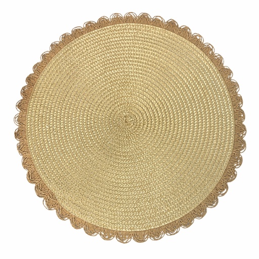 [2504011333075] INDIVIDUAL REDONDO CAQUI TEJIDO YUTE RUSTICO 38CM C/U