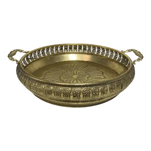[8679818734524G] BANDEJA METALICA ENVEJECIDA DORADA 43X10CM