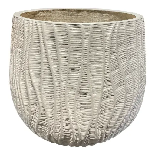 [8679813521990G] MACETA CERAMICA/FIBRA TEXTURA DE HONDAS 36X32CM