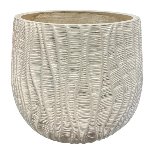 [8679813521990G] MACETA CERAMICA/FIBRA TEXTURA DE HONDAS 36X32CM