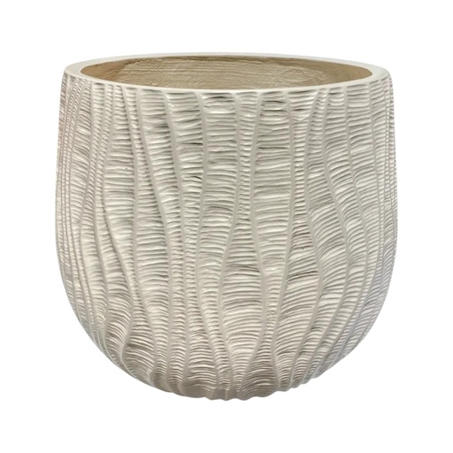 [8679813521990P] MACETA CERAMICA/FIBRA TEXTURA DE HONDAS 26X23CM
