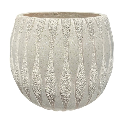 [8679813521822G] MACETA CERAMICA/FIBRA BEIGE CON TEXTURA 37X34CM