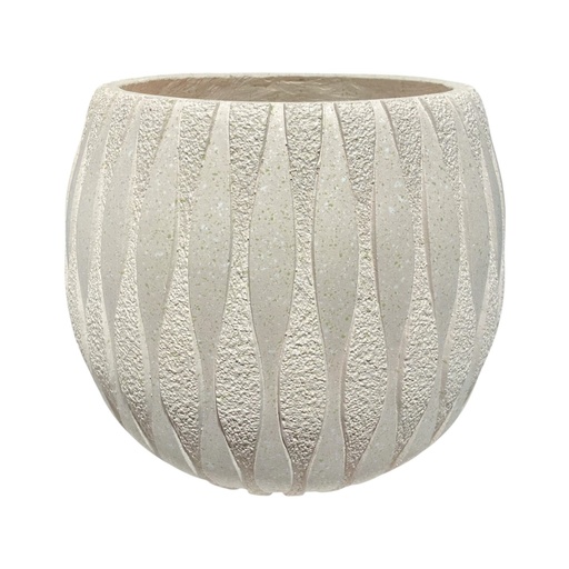 [8679813521822M] MACETA CERAMICA/FIBRA BEIGE CON TEXTURA 30X27CM 