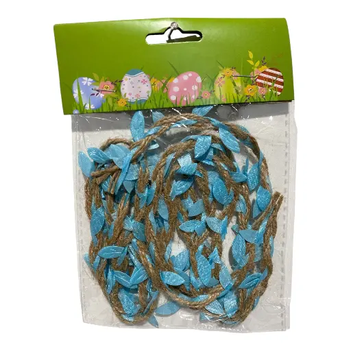 [8679833546096] CORDON TRENZADO YUTE/HOJAS CELESTE REF:IC83354609  160CM