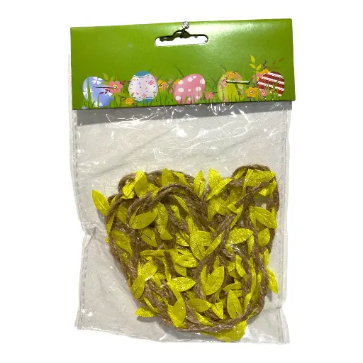 [8679833546102] CORDON TRENZADO YUTE/HOJAS AMARILLA REF:IC83354610  160CM 