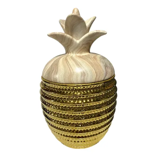 [47504006] URNA EN FORMA PIÑA DE PORCELANA Ø15X26CM 