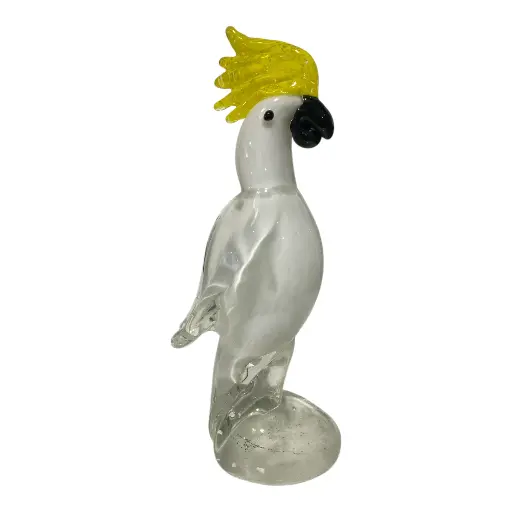 [23912] CACATUA DE VIDRIO TIPO MURANO 9X6X22CM
