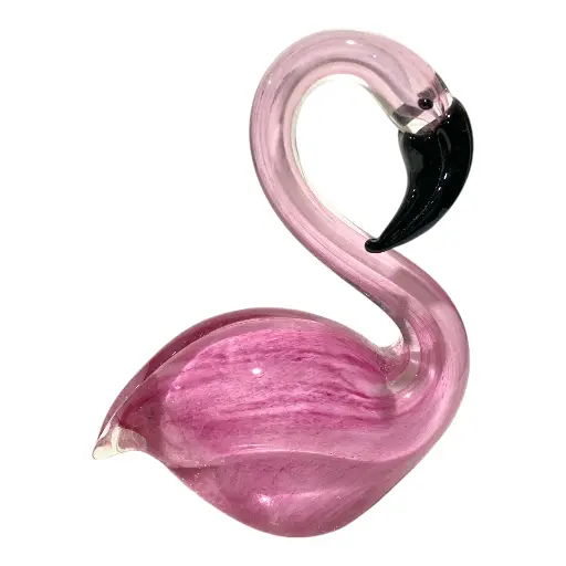 [23785] FLAMINGO DE VIDRIO TIPO MURANO 12X6X16CM