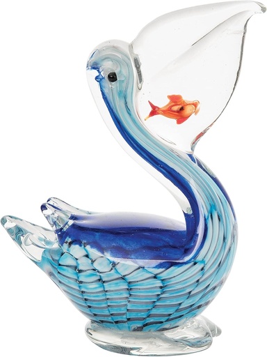 [23784] PELICANO DE VIDRIO TIPO MURANO 15X8X19CM