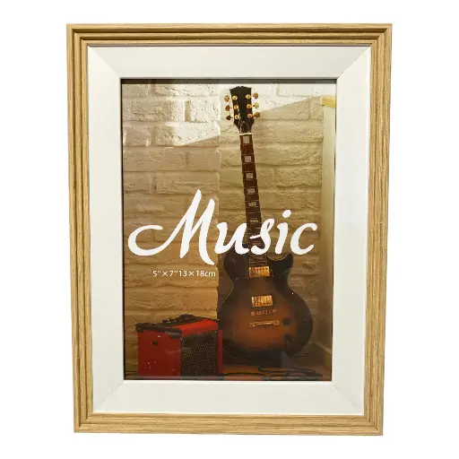 [CS25696] PORTA RETRATO BEIGE MADERADO 5X7", 13X18CM 