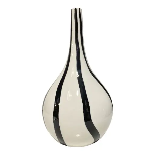 [CS25773] FLORERO DE PORCELANA BLANCO/NEGRO Ø18CM X 35CM 