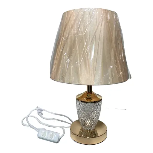 [CS26009] LAMPARA DE MESA DORADA/CREMA 23X37CM