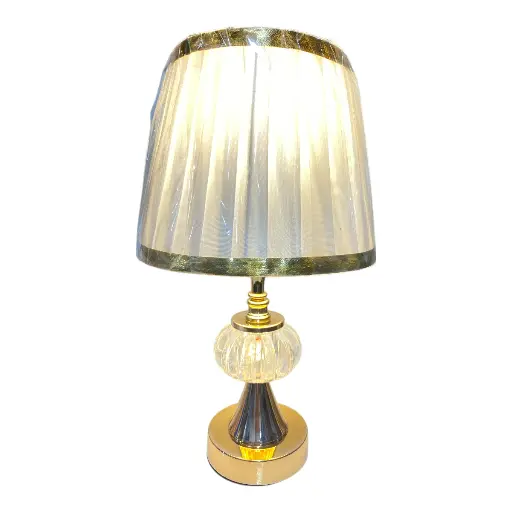 [CS26006] LAMPARA DE MESA DORADA/CRILICO  21X38CM  