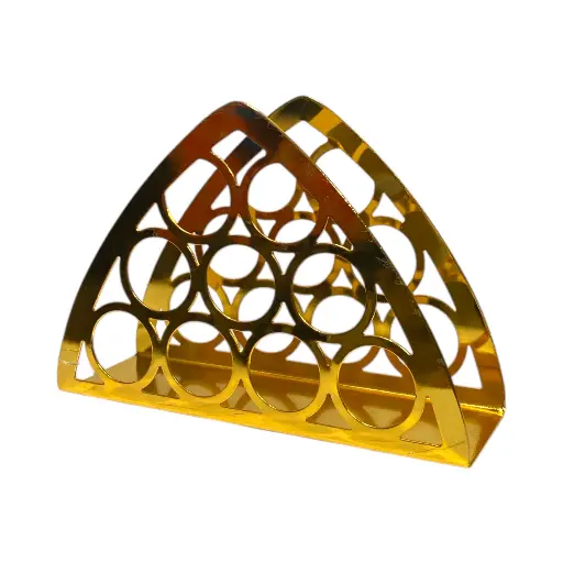 [S40670] PORTA SERVILLETA DE METAL CROMADO DORADO 13X4X9CM
