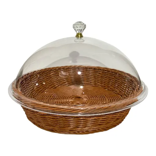 [S50856] PANERA TEJIDA RATAN /TAPA ACRILICA 31X20CM