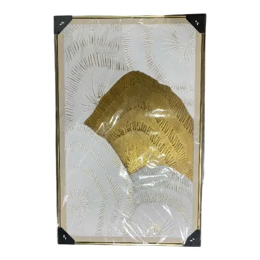 [16106] CUADRO LIENZO PETALO ORQUIDEA BLANCO ORO SURTIDO 70X110CM