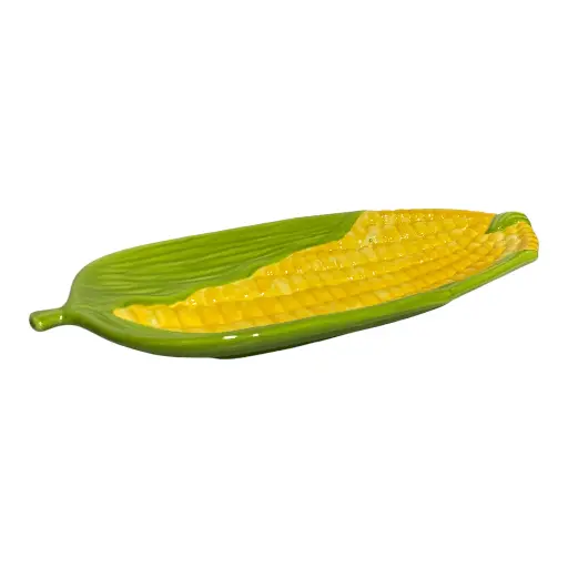 [6981606508678] BANDEJA MAZORCA MAIZ DE PORCELANA 14X31X3.5CM